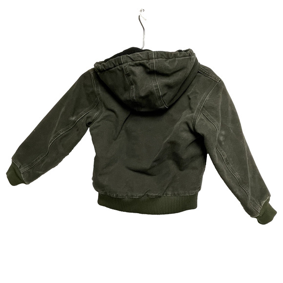 Carhartt Youth Green Canvas Hooded Full Zip Jacket YYJ130 - Size M - Picture 2 of 13